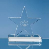13cm Optical Crystal 5 Pointed Star on Base Awards