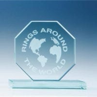 15cm x 12mm Jade Glass Octagon Awards
