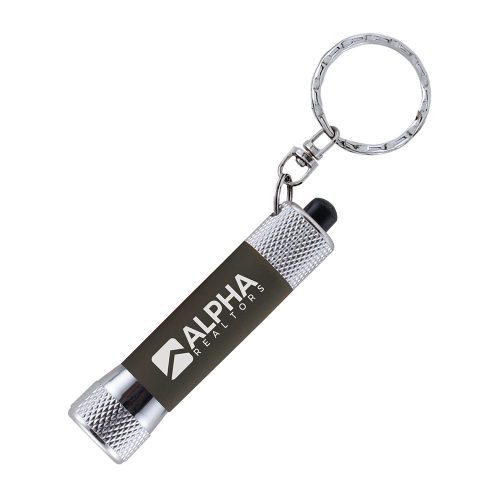 3 LED Soft Touch Torch Keyrings Grey