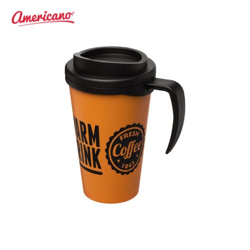 Americano Grande 350ml Thermal Mugs Orange Solid Black