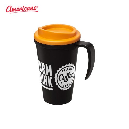 Americano Grande 350ml Thermal Mugs Solid Black Orange