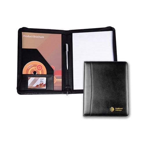 Ascot Leather A4 Zipped Conference Folders Promotional