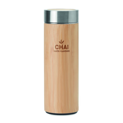 Batumi Duble Walled Bottle in Bamboo Branded with Chai Logo 2 scaled