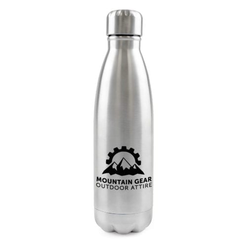 Branded Double walled 450ml Silver Bottles with logo