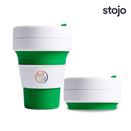Branded Stojo Pocket Cup 12oz Green with Logo 1