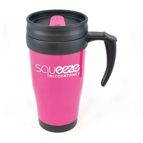 Polo Plus 400ml Solid Coloured Travel Mugs Pink