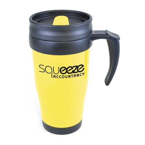 Polo Plus 400ml Solid Coloured Travel Mugs Yellow