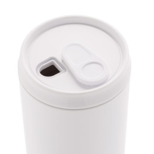 Promotional ECO Can 330ml Travel Cups White Lid Open 1 scaled