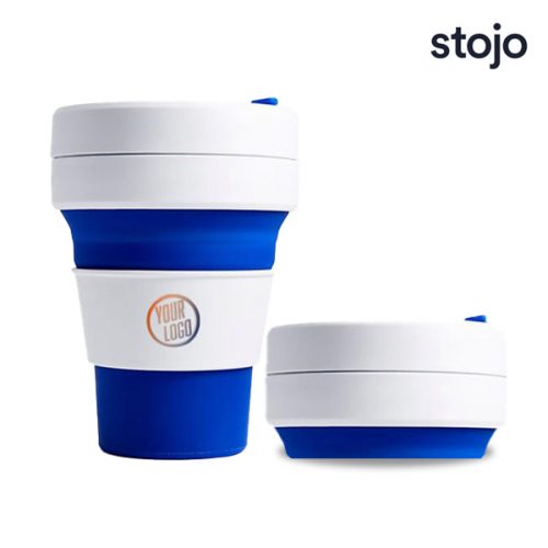 Stojo Pocket Cup 12oz Blue with Logo 1