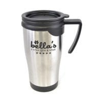 450ml Silver S/S Travel Mugs With Push On Lid