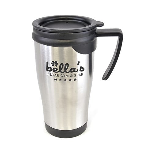 ZP0400020 450ml Silver SS Travel Mugs With Push On Lid
