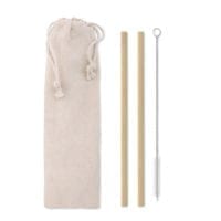 Natural Straw Bamboo Straws With brush In Pouch