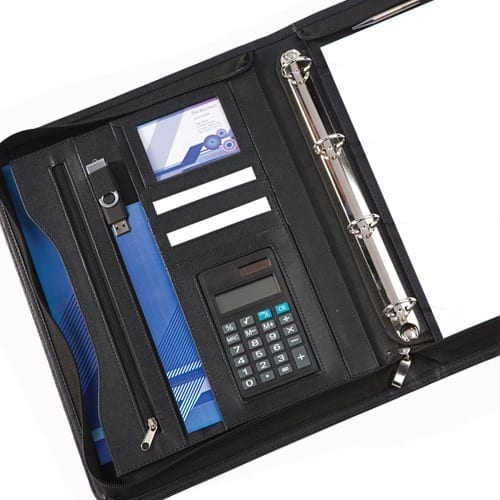 zp9512011 black houghton a4 deluxe zipped ring binder and calculator jpg
