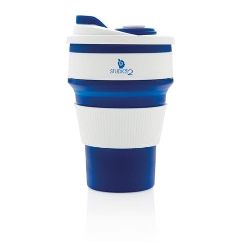 Promotional Foldable Silicone Cups Branded Blue