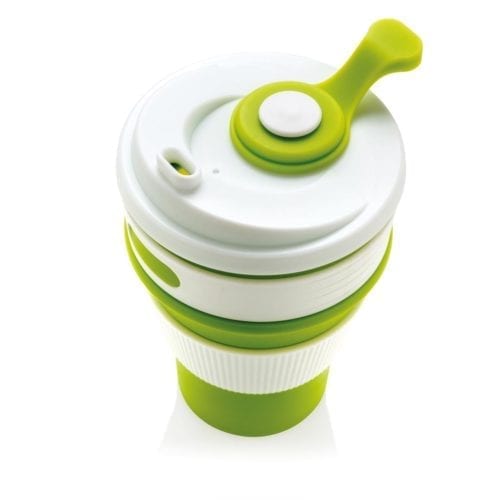 Promotional Foldable Silicone Cups Green Top View