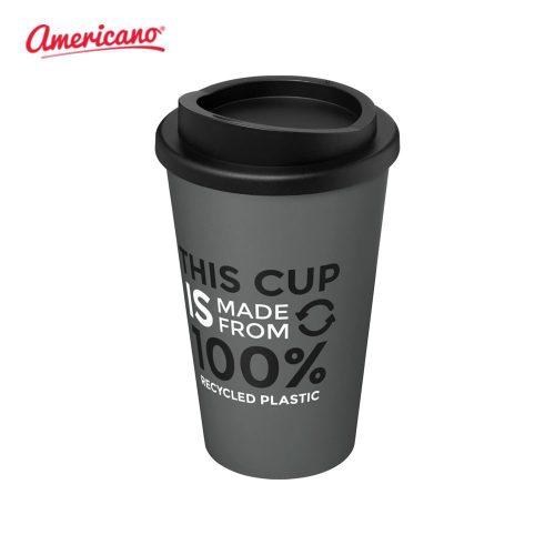 Americano Recycled 350 ml Insulated Tumblers Grey Solid Black Logo