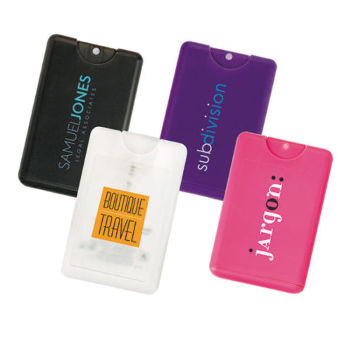 Promotional 20ml Credit Card Hand Sanitiser Spray all colours with Logo