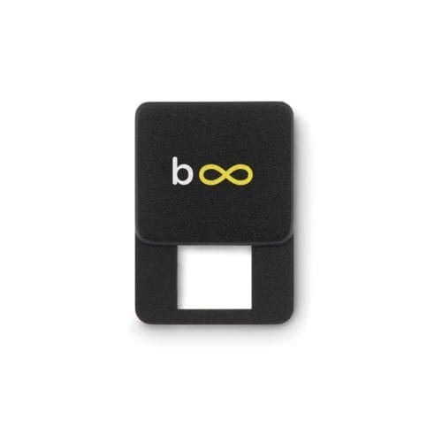 Promotional Slide Up Webcam Covers Black Open with Logo