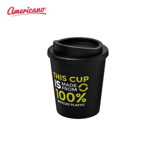 Americano Espresso 250ml Recycled Insulated Tumbler Solid Black Logo