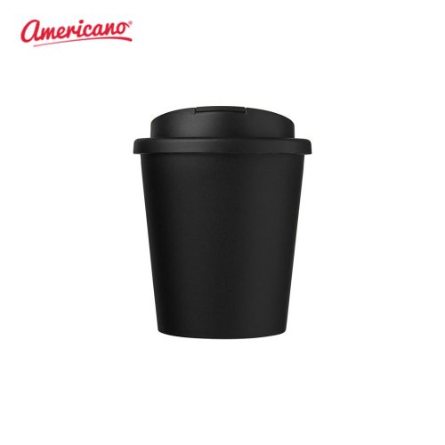 Americano Espresso 250ml Recycled Tumbler with Spill Proof Lid Solid Black Side