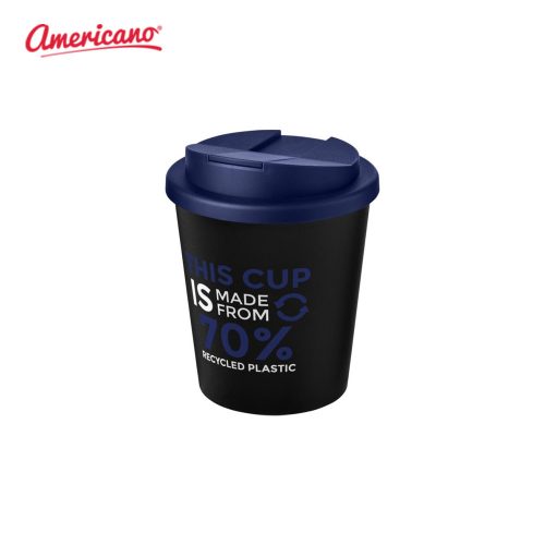 Americano Espresso Eco 250ml Recycled Tumbler with Spill Proof Lid Solid Black Blue