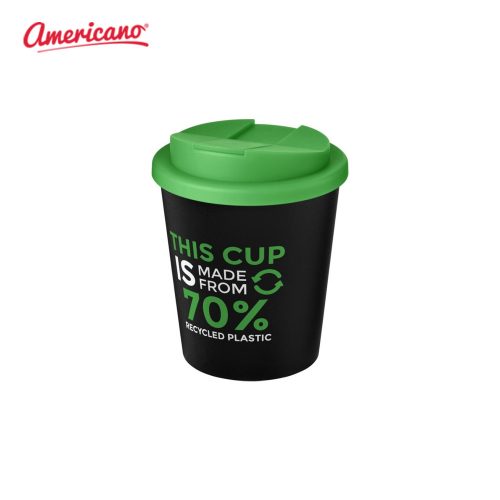 Americano Espresso Eco 250ml Recycled Tumbler with Spill Proof Lid Solid Black Green
