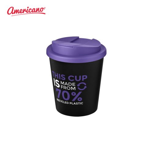 Americano Espresso Eco 250ml Recycled Tumbler with Spill Proof Lid Solid Black Purple