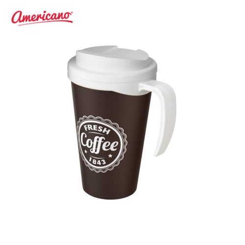 Americano Grande 350ml Mug with Spill Proof Lid Brown White