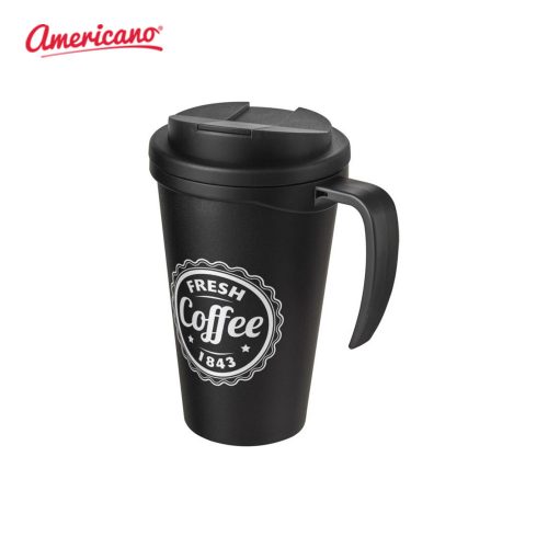 Americano Grande 350ml Mug with Spill Proof Lid Solid Black