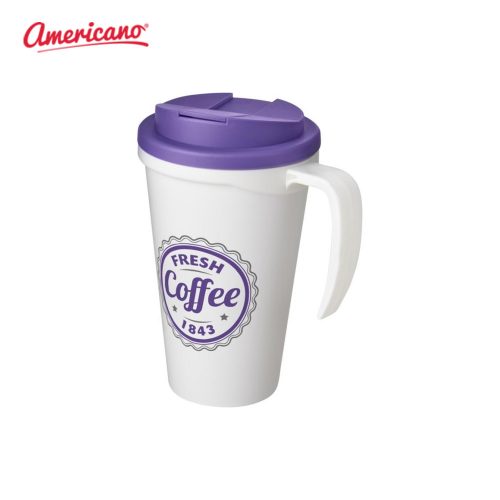 Americano Grande 350ml Mug with Spill Proof Lid White Purple