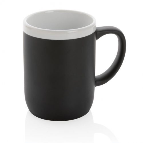 Ceramic Mug With White Rim Black White