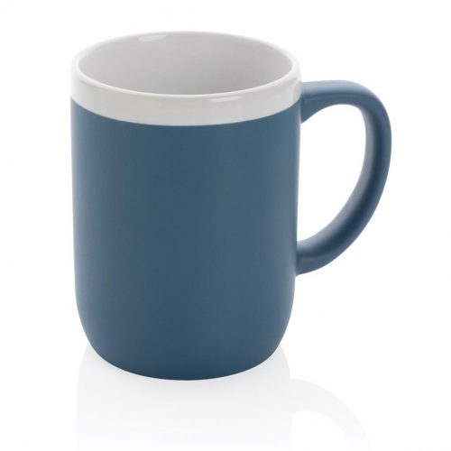 Ceramic Mug With White Rim Blue White