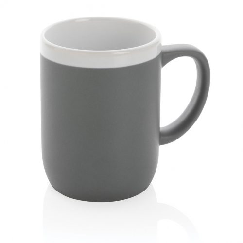 Ceramic Mug With White Rim Grey White