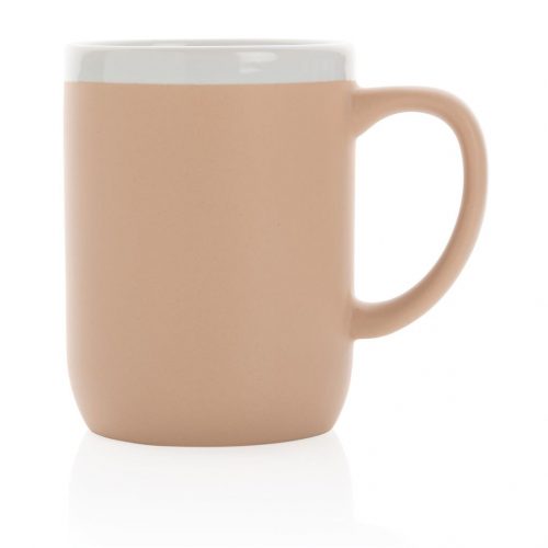 Ceramic Mug With White Rim White Brown 2
