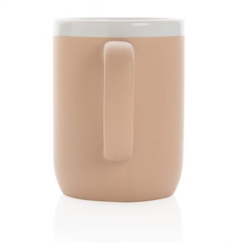 Ceramic Mug With White Rim White Brown 3