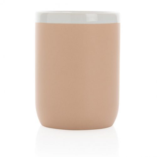 Ceramic Mug With White Rim White Brown 4