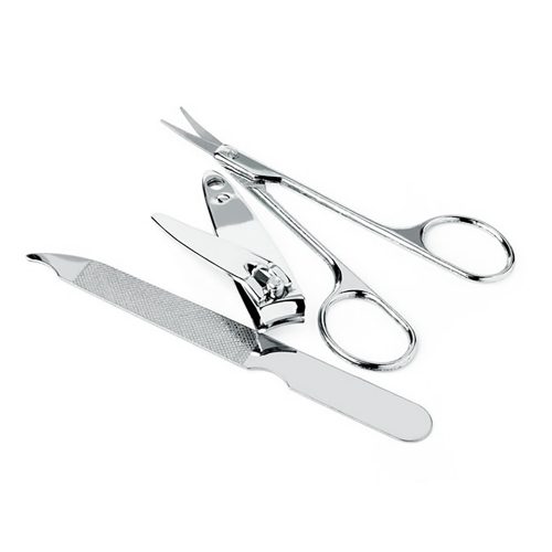 3 Piece Silver Coloured Nail Care Manicure Set Without Pouch