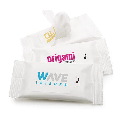 Branded 5 Screen Wipes in a Pocket Size Resealable Pack