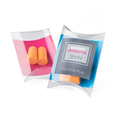 Branded Pair of Orange Ear Plugs in a Pillow Pack