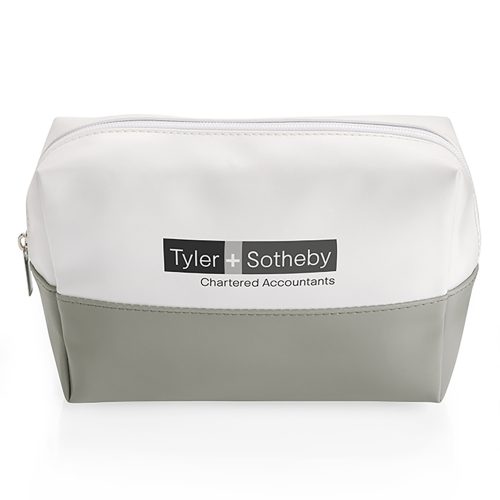 Branded Pastel Coloured Toiletry Bag Grey Front