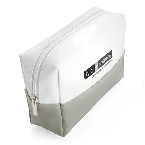 Branded Pastel Coloured Toiletry Bag Grey Side