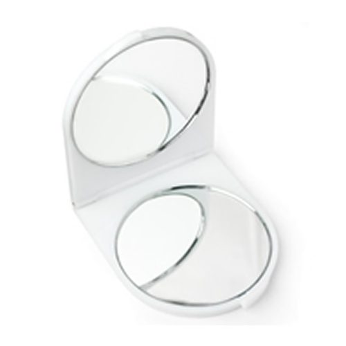 Branded White Plastic Compact Mirror Open