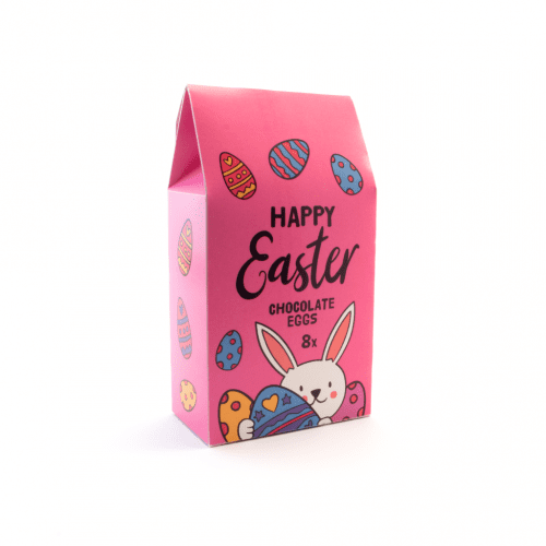 Easter Eco Carton Hollow Chocolate Eggs x8 Pink