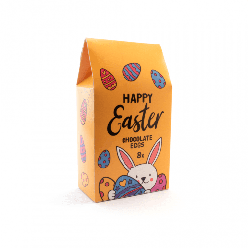 Easter Eco Carton Hollow Chocolate Eggs x8 Yellow