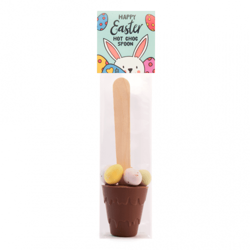 Easter Info Card Hot Choc Spoon with peckled Eggs Main