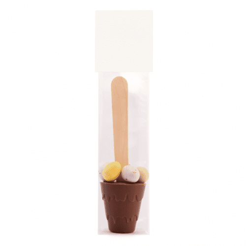 Easter Info Card Hot Choc Spoon with peckled Eggs Plain