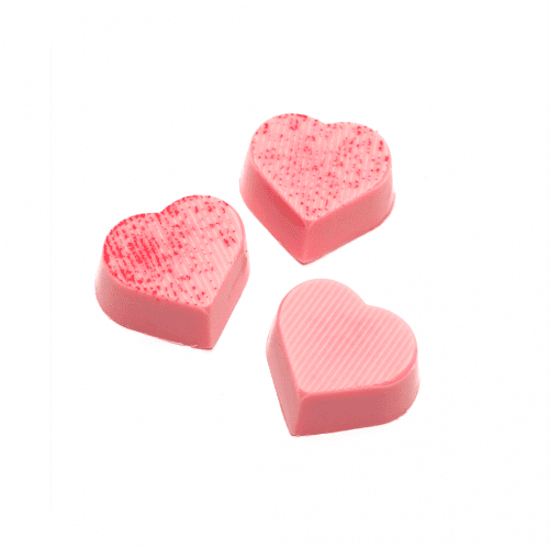 Valentines Eco Kraft Cube Raspberry Heart Chocolate Truffles Detail