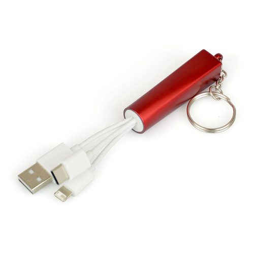 3 In 1 Light Up Charger Keyring Red