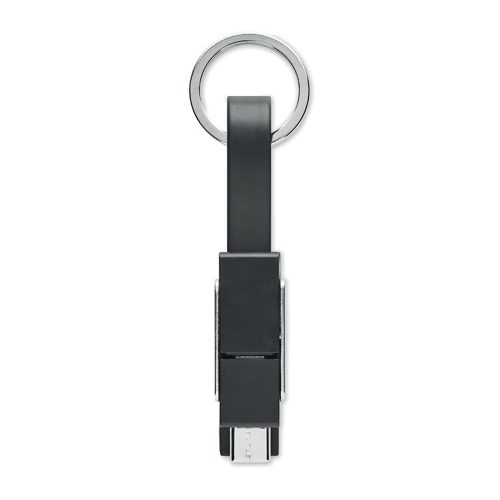 Key Ring With 4 In 1 Charging Cable Black View 2