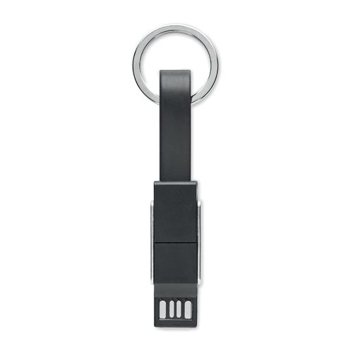 Key Ring With 4 In 1 Charging Cable Black View 3